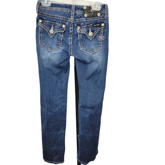 MISS ME💫Girl's Blue Skinny Jeans with Detail Stitching - Picture 3 of 12